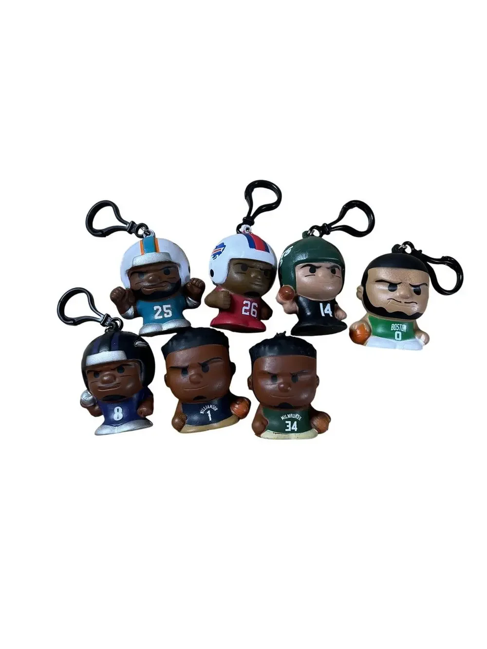 NFL NBA Athlete Mini Keychain Figures Lot Of 7 Football Basketball Players